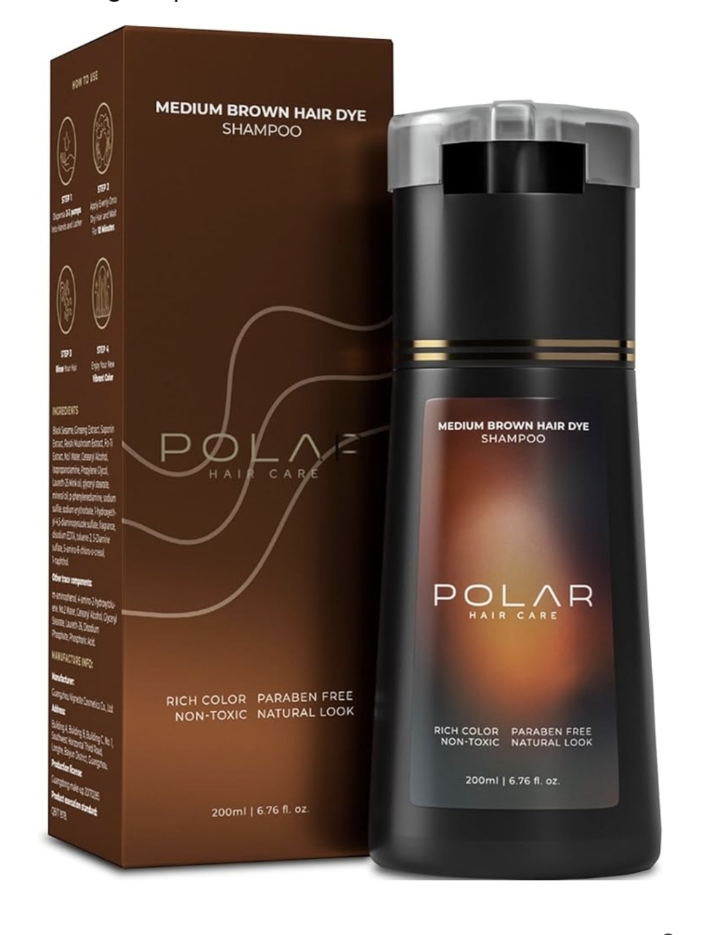 Polar Hair Care Medium Brown Hair Dye Shampoo — Medium Brown Color
